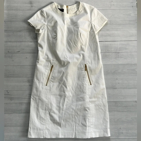 Jones New York White Stretch Crocodile Print Dress 4 - Picture 3 of 8